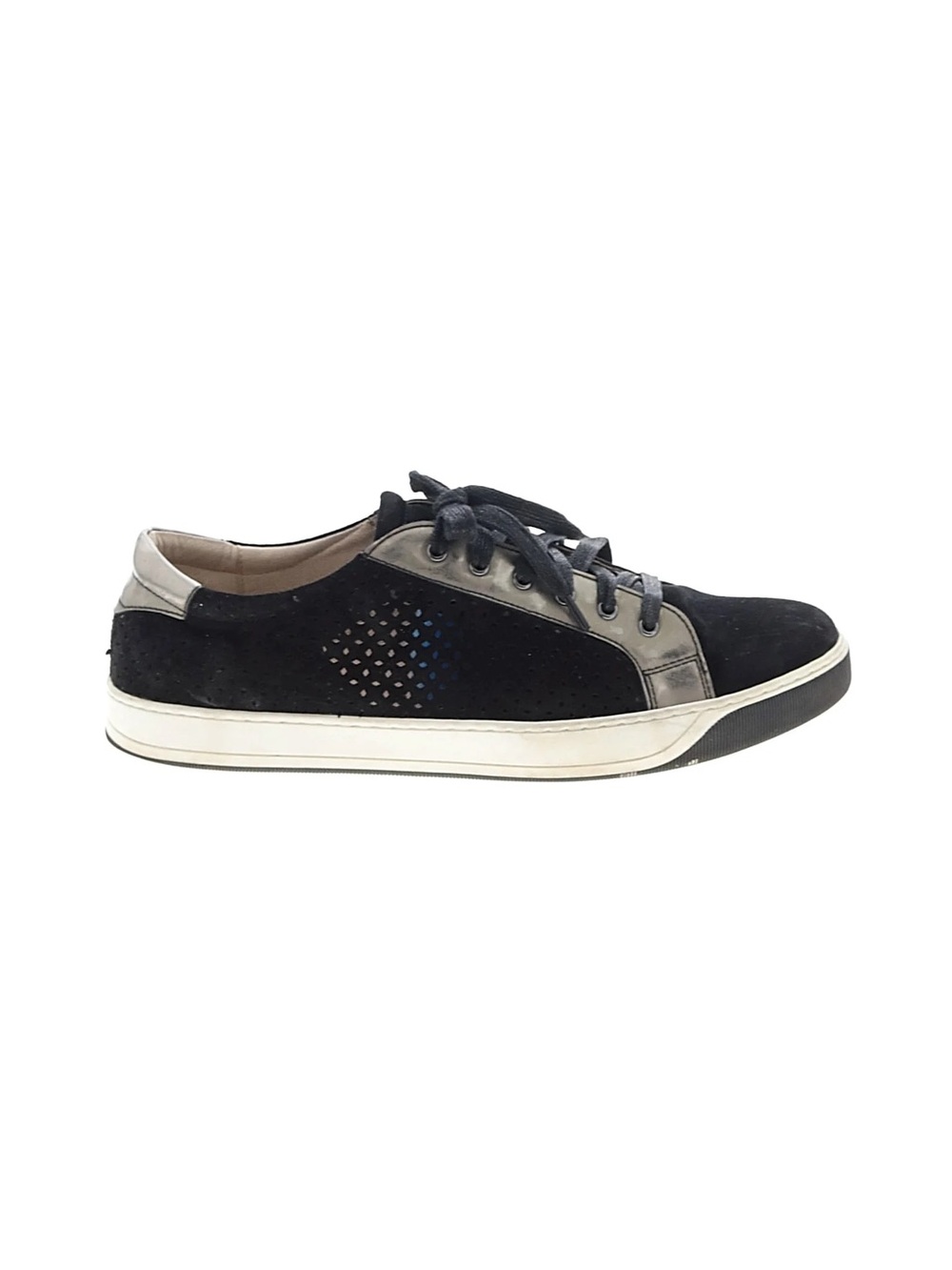 Johnston & Murphy Black Suede and Silver Metallic Trim Women's Sneakers